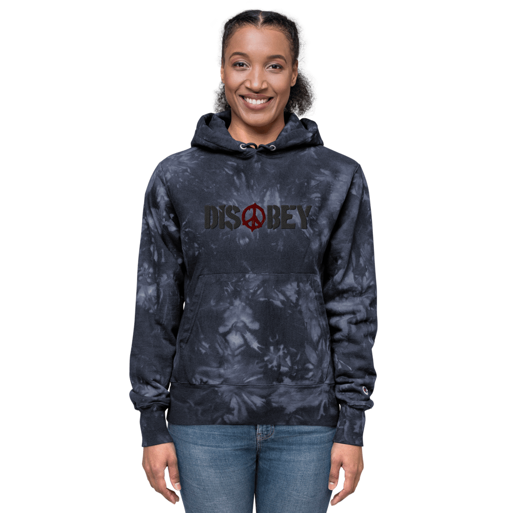 DISOBEY EMBROIDERED CHAMPION TIE-DYE HOODIE