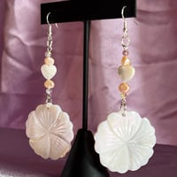 Image 2 of mop flower & pink pearl earrings