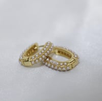 Image 2 of Classy Pearl & Gold Hoop 
