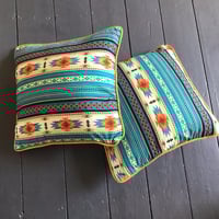 Image 5 of Southwestern diamond print cushion cover in blue green or orange