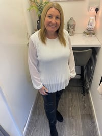 Image 4 of GLITTER PLEATED LONG SLEEVE BLOUSE