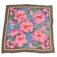 Image 1 of Hermès Cashmere Shawl  "Fleurs de Lotus" by Christiane Vauzelles 140cm