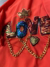 Image 2 of Medium Peace/love orange custom blazer 