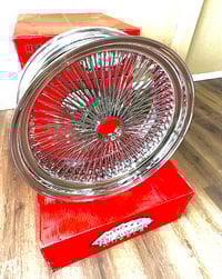 Image 3 of 22x8 Chrome 150 spoke STD Player Wire Wheels