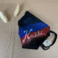 Image 1 of HAITI black jersey fabric custom painted 3 layer reversible face mask