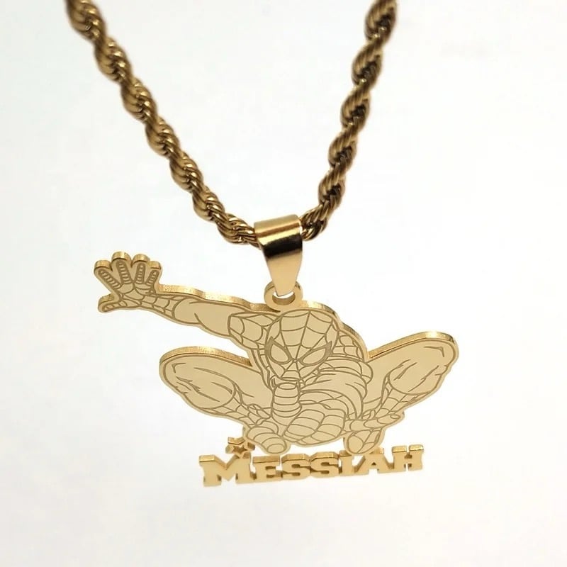 Image of Gold plated Custom cartoon character necklaces with name