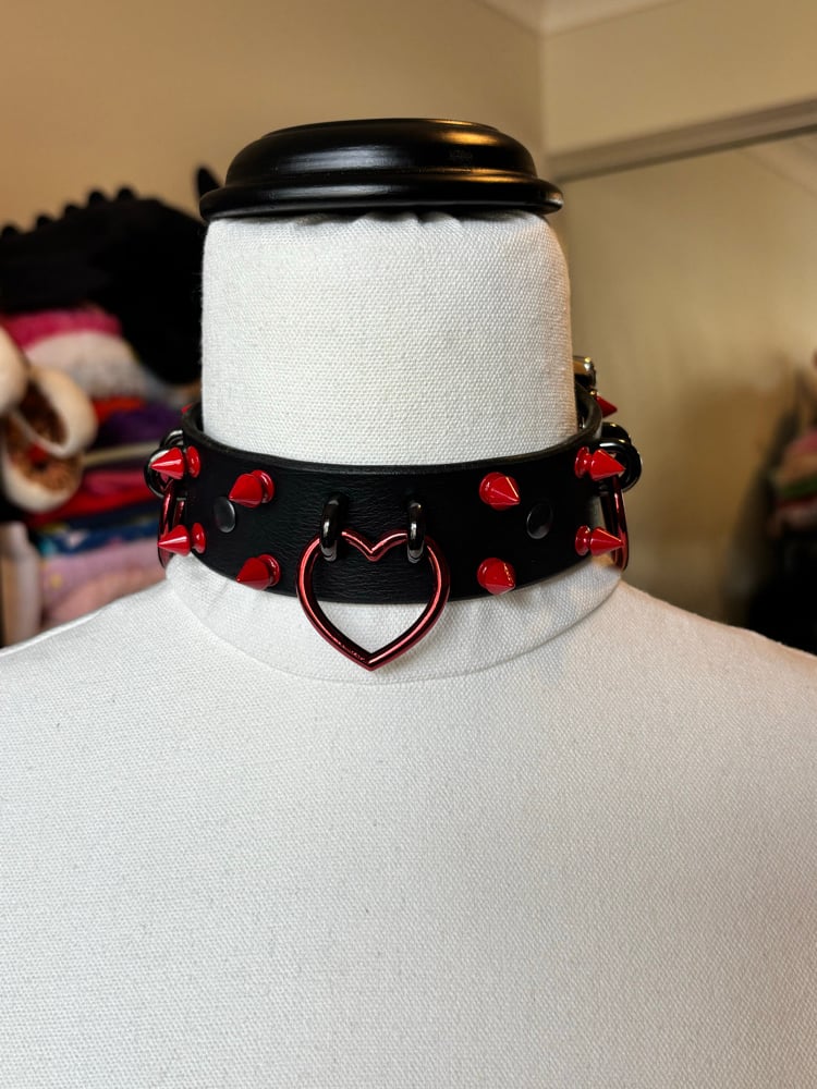 Image of Red & Black Leather Collar
