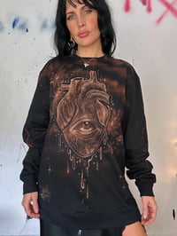 Image 3 of “HEART ON” BLEACH PAINTED SWEATSHIRT LARGE