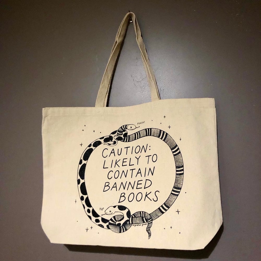 Image of banned books XL tote bag