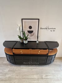 Image 3 of Large Mid Century Luxury Sideboard Nathan | Curved Teak Sideboard Black | 4 Walnut Drawers 