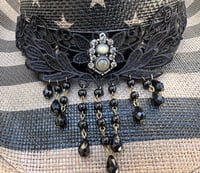 Image 3 of Black/Taupe American Flag Print Cowboy Hat, Black Lace and Crystal Band 