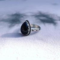 Image 1 of Sterling Silver Handmade Black Onyx Ring Celestial Stamping Stars And Moons