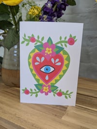 Image 2 of Green All Seeing Eye Heart Card