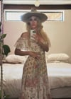 early 1970s cotton wildflower off-shoulder prairie dress