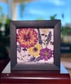 Zinnia, Mum, Cosmo, Veronica & Daisy - Wildflower Art In 6" X 6" Shadow Box (Item# 202307S)
