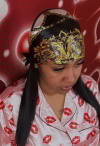 Image 3 of Black & Gold Silk Head Scarf 