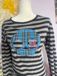 Image 3 of Plaid Skull Cutie Long Sleeve Top 🩷💙💀(XL/XXL)