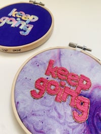 Image 3 of Original Hand Embroidery Artwork - “Keep Going” - Pink Purple Marble