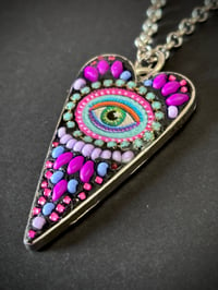 Image 2 of Mystic Eye Heart Necklace - Black/Fuschia 