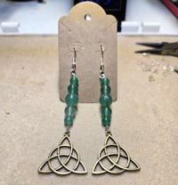 Green Aventurine Triquetra Knot Earrings 