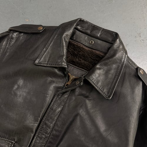 Image of Vintage American leather flying jacket, size large