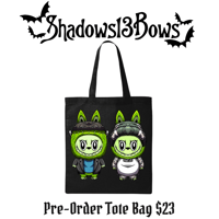 Pre-order Frankenstein and the Bride Labubu Tote Bag 