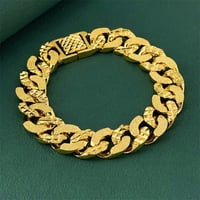 Image 1 of Luxury 24K 9999 Pure Gold real gold Men's flat boss bracelet 13MM bracelet