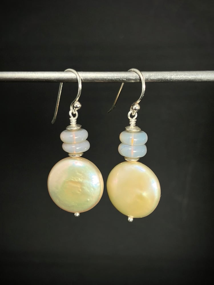 Silver Pearl & Opal Earrings