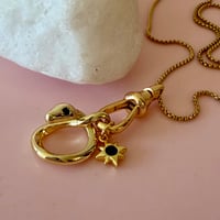 Image 1 of Fine Gold Chain with Swivel Clasp and Snake and Green Twinkle