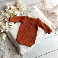 Image 3 of Shawn newborn romper - rusty brown | newborn photo props