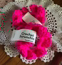 Two Crochet Scrunchies - Bright Pink