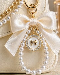 Image 2 of 3 Piece “Pearl & Bow” Keychain Handbag Set