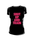 Image of Womens Shut Up and Train Blk/Pink Tshirt