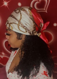 Image 4 of Pink & Brown Silk Head Scarf