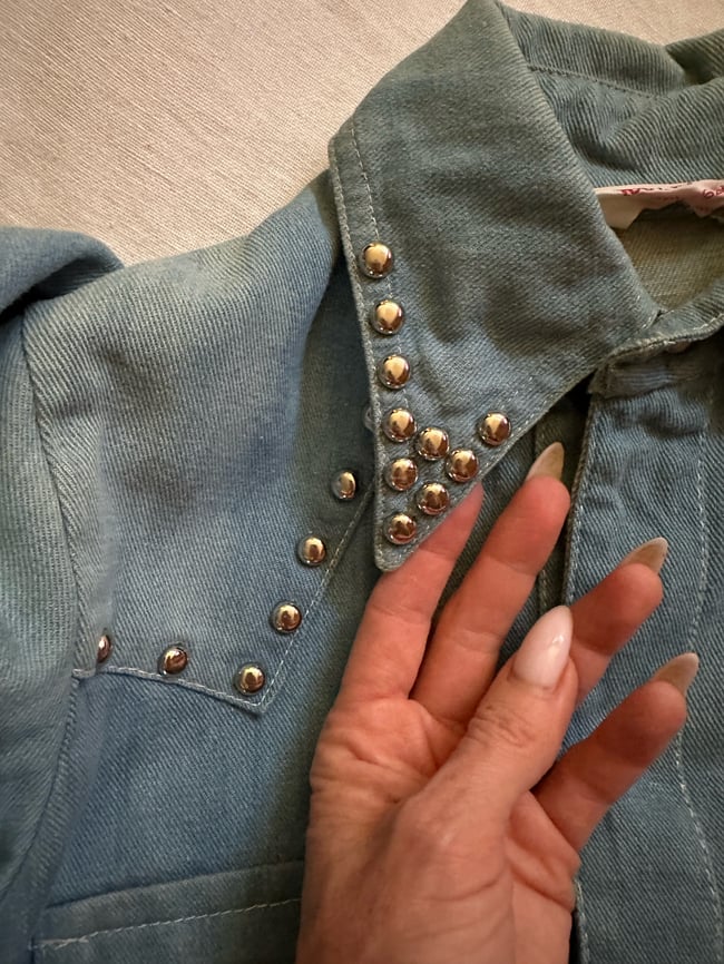 early 70s denim studded rockstar jacket shirt 