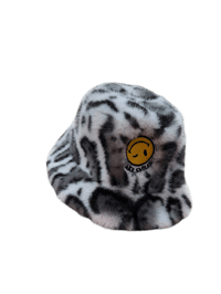 Snow leopard fuzzy bucket hat 