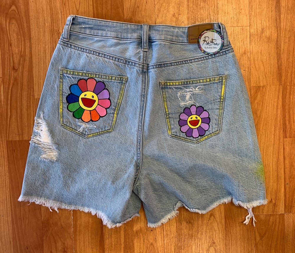 Takashi Murakami Inspired Flower Shorts