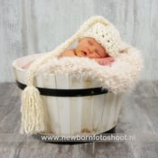 Image of READY TO SHIP - Baby Girl or Baby Boy Elf Hat In Cream - Newborn