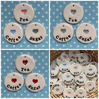 Image 3 of Ceramic Tea Coffee Sugar Tags (Various colours)