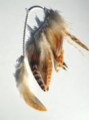 Image of "Baby Rooster" Unique Brown and White Feather Ear Cuff 