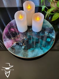 Image 1 of 15" Epoxy Resin Art Lazy Susan Turntable 'The Eight of Cups'