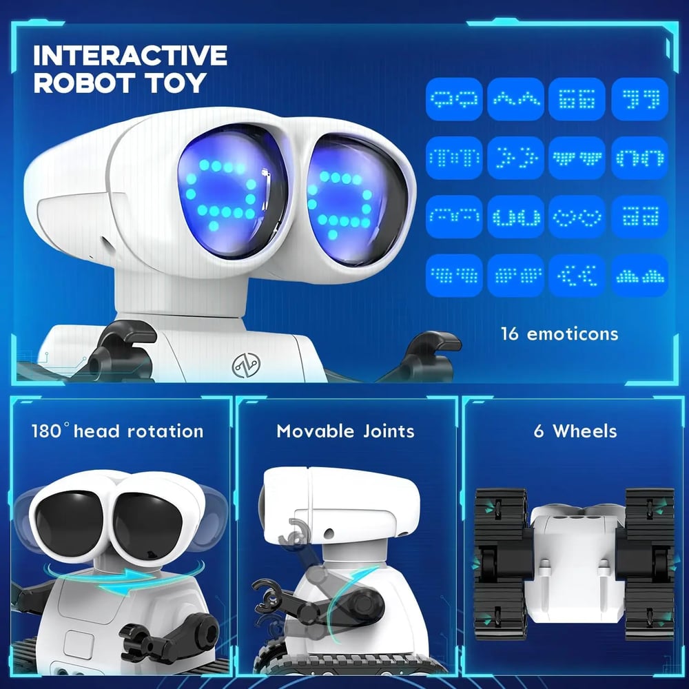 Image of RC Rechargeable Remote Control Robot Toys with Music LED Eyes Walkie Talkie Robot Toys for Kids Boys