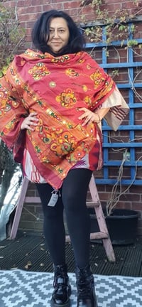 Image 3 of Bali boho mini dress Cream reds pinks maroon