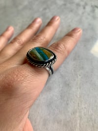 Image 3 of Peruvian Blue Opal Ring - Size 7