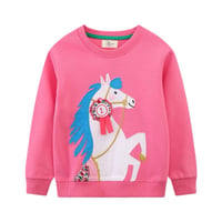 Image 1 of Pink Horse Rosette Lightweight Sweater 