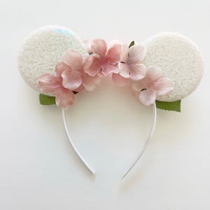 Image of White Iridescent Ears with Blush Pink Florals