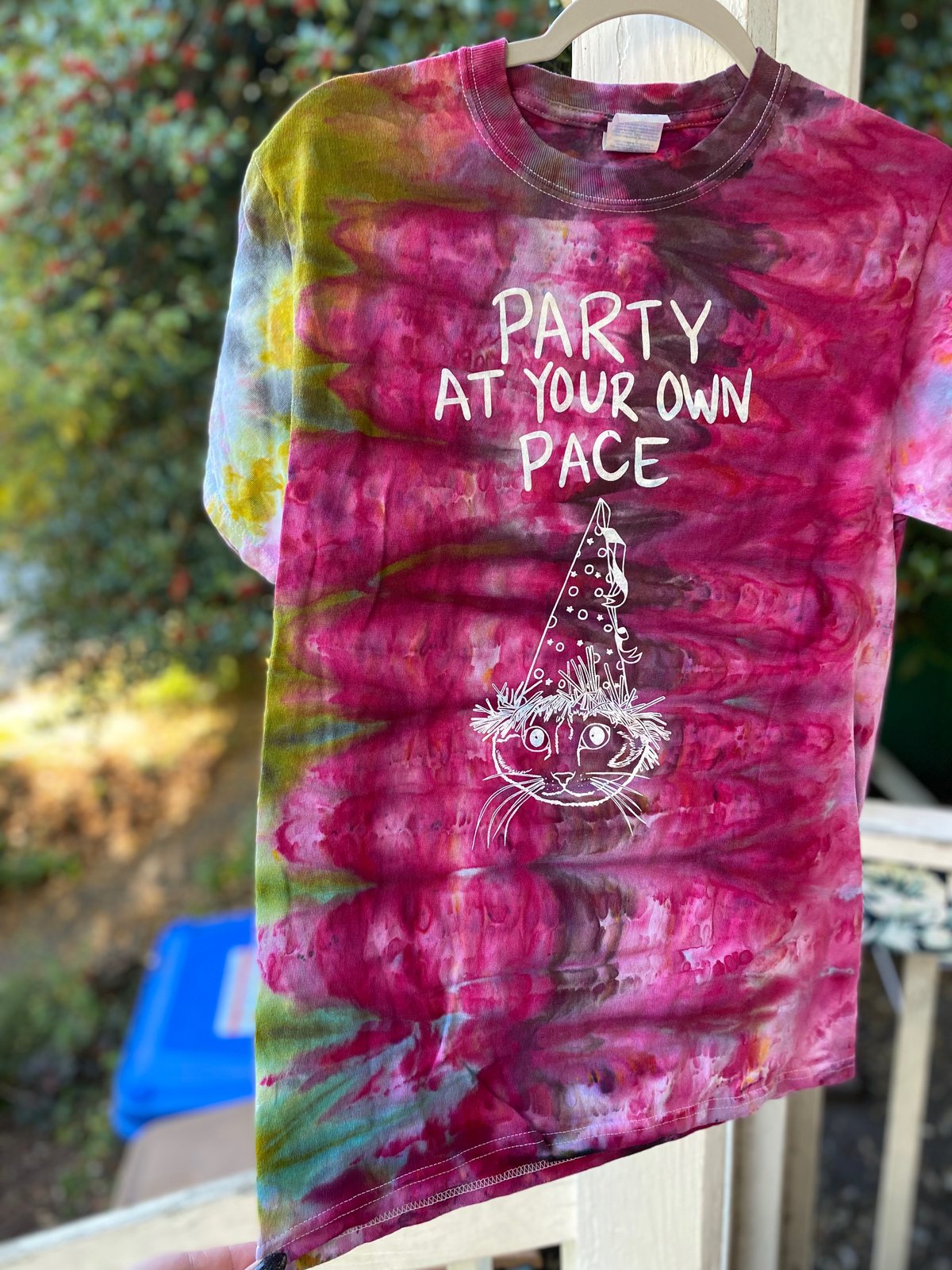 Image of SMALL Party At Your Own Pace Tie Die Shirt 5