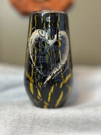 Image 1 of #2 17oz Black/Gold Crackle Wine Stemmy