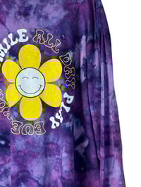 Image 8 of ♻️ UPCYCLED 2X PLUS 100% Cotton Smiley Long Sleeve Graphic Tee in Purple Haze Ice Dye