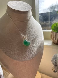 Image 3 of Silver Green Strawberry Quartz Moon Crystal Necklace